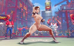 1girls 3d action_pose asian asian_female boots breasts busty capcom choker chun-li crisisbeat female female_focus fighting_ring fighting_stance hourglass_figure muscular_thighs naked nipples nude nude_female sodom street_fighter thick_thighs voluptuous