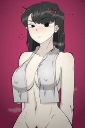 ... 1girls abs angry annoyed armpits belly big_breasts black_eyes black_hair breasts cleavage covered_breasts covered_nipples erect_nipples eye_contact female female_only functionally_nude half-closed_eyes heavy_breathing komi-san_wa_komyushou_desu komi_shouko looking_at_viewer navel nipple_bulge nipples nude pokies pubic_hair purple_background short_hair sideboob solo source_request sweat towel tvcomrade123 wet wide_hips