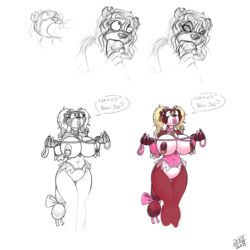 1:1 2018 absurd_res ailurid anthro beejay_bearkowitz big_breasts bimbo bimbofication bodily_fluids breast_implants breasts clothing cum digital_media_(artwork) drxii female genital_fluids hair hi_res huge_breasts invalid_tag mammal nipples oral red_panda simple_background