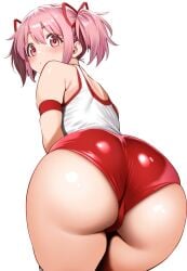 ai_generated ass ass_focus back_view big_ass big_butt bubble_ass bubble_butt buruma butt_focus hair_ribbon highres huge_ass huge_butt madoka_kaname magical_girl mahou_shoujo_madoka_magica pink_eyes pink_hair puella_magi_madoka_magica red_ribbon ribbon ribbons round_ass round_butt sports_shorts sportswear thick_ass thick_thighs twintails