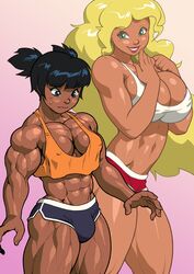 1futa 1girls abs ambush_(trap) athletic ball_bulge balls balls_in_panties balls_under_clothes big_hair black_hair blonde_hair breasts brown_skin bulge cleavage clothed color curvy dark-skinned_futanari dark_skin dickgirl erect_nipples extreme_muscles female flaccid futa_sans_pussy futa_with_female futanari height_difference huge_breasts intersex large_breasts larger_female lewd_island light-skinned_female light_skin long_hair looking_at_partner midriff muscles muscular muscular_futanari muscular_thighs nipple_bulge nipples panties panty_bulge pecs penis penis_bulge penis_in_panties penis_under_clothes petite pokkuti short_hair smaller_futanari sportswear tanned thick_thighs walking wide_hips