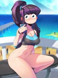 1girls bottomless female female_focus female_only kagato007 komi-san_wa_komyushou_desu komi_shouko naked naked_female no_bra no_mouth nude nude_female partially_clothed slim_waist solo solo_female solo_focus thighs