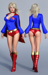 3d ass back_view big_breasts big_breasts blonde_hair blonde_hair blue_eyes blue_shirt boots booty_shorts breasts busty cape choker cleavage collar curvaceous curvy dc dc_comics eyeshadow from_behind front_view hot_pants kara_zor-el large_breasts long_hair makeup mascara nail_polish pink_lips red_boots red_cape red_choker red_collar red_nail_polish red_nails red_shorts shirt short_shorts shorts signature standing supergirl superman_(series) surprised thighs tiangtam tiptoes voluptuous walking