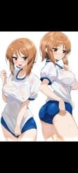 breasts nishizumi_miho physical_education_uniform sweating wet wet_clothes