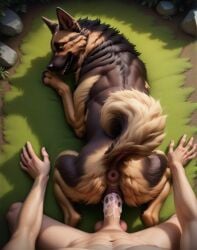 1boy 1girls ai_generated anatomically_correct animal_genitalia animal_pussy anus ass balls bestiality black_body black_fur bodily_fluids brown_body brown_fur canid canine canine_genitalia canine_pussy canis claws cum cum_in_pussy cum_inside cum_on_penis detailed detailed_eyes detailed_fur doggy_style doggystyle domestic_dog domination duo female female_on_human feral first_person_view fluffy fluffy_tail forest from_behind_position fur genital_fluids genitals german_shepherd grass hand_on_ground herding_dog human human_on_feral human_pov interspecies looking_at_viewer looking_back looking_back_at_viewer looking_pleasured male male/female male_on_feral mammal multicolored_body multicolored_fur nude on_ground pastoral_dog paws penetration penis plant polar_(director) pussy rock sex spread_legs spreading tail_up vaginal vaginal_penetration wanting_cum yellow_eyes