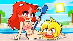 1girls beach red_hair sbriser