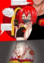 2boys anal_masturbation anal_object_insertion cum femboy male mcdonald's meme red_hair sex_toy