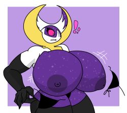 anthro anthrofied bat big_breasts bra breasts clothing digital_media_(artwork) enderbendr female generation_7_pokemon hi_res legendary_pokemon luna_(endrslendr) lunala mammal nintendo nipples non-mammal_nipples pokemon pokemon_(species) purple_body simple_background solo thick_thighs torn_clothing underwear