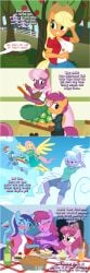 absurd_res anthro applejack_(mlp) berry_punch_(mlp) big_breasts blush bodily_fluids breasts bulge cheerilee_(mlp) cider cloud_chaser_(mlp) crotch_breasts crotchboob earth_pony english_text equid equine female flashequestria flirting fluttershy_(mlp) friendship_is_magic futanari group hasbro hi_res horn horse huge_breasts intersex lactating mammal minuette_(mlp) my_little_pony mythological_creature mythological_equine mythology pegasus pony rainbow_dash_(mlp) ruby_pinch_(mlp) scootaloo_(mlp) sweat sweatdrop text unicorn wings