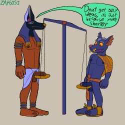 anthro anubis deity egyptian_mythology erection male male_only mythology penis public_domain toltec_mythology xolotl zahsosig