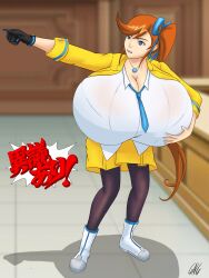 1girls athena_cykes breast_expansion capcom cleavage female_only goodnotgreat gyakuten_saiban huge_breasts hyper hyper_breasts massive_breasts