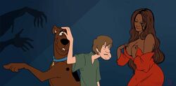 beyonce_knowles big_breasts breasts busty cleavage dark-skinned_female dark_skin hanna-barbera humor inusen nipples scooby-doo scooby-doo_(character) shaggy_rogers tagme