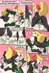 2024 absurd_res anthro areola ass big_breasts big_butt biped black_body black_nose bodily_fluids breasts cheek_tuft comic delphox dialogue digitigrade duo eyebrows facial_tuft female female/female finger_fuck fingering fingering_partner fluffy fluffy_tail fuf generation_6_pokemon generation_9_pokemon genital_fluids genitals green_body half-closed_eyes heart_symbol hi_res inner_ear_fluff inside looking_at_another looking_at_partner looking_pleasured meowscarada multicolored_body narrowed_eyes nintendo nipples nude open_mouth pokemon pokemon_(species) pussy sex speech_bubble tail teeth thick_thighs tongue tribadism tuft two_tone_body vaginal_fluids vaginal_penetration white_body yuri