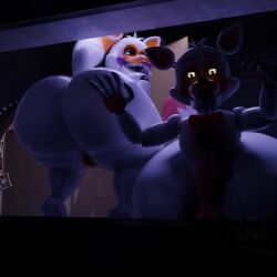 2boys 3d 3d_animation animated animatronic darkspite erect_penis femboy five_nights_at_freddy's five_nights_at_freddy's:_sister_location fox fox_ears fox_tail funtime_foxy_(fnaf) funtime_foxy_(fnafsl) furry huge_ass hyper_ass jerking_off_hand_motion lolbit_(fnaf) lolbit_(male) loop looping_animation male_only no_sound penis robot robot_girl tagme video