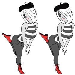 1girls 3d breast_expansion female mime mime_girl pale_skin stereogram