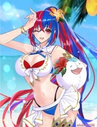 alear_(female)_(fire_emblem) alear_(female)_(seaside_dragon)_(fire_emblem) alear_(fire_emblem) alternate_costume alternate_hairstyle blue_bikini blue_swimsuit breasts female female_only fire_emblem fire_emblem_engage fire_emblem_heroes helen_(helen2210hk) nintendo official_alternate_costume official_alternate_hairstyle open_mouth red_bikini red_swimsuit solo swimsuit white_bikini white_swimsuit