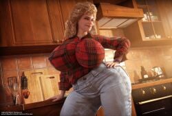 1girls 3d big_ass big_breasts blonde_hair blush curvy guardians_of_the_galaxy guardians_of_the_galaxy_(game) hand_on_hip huge_ass huge_breasts kitchen marvel marvel_comics meredith_quill milf rasmus-the-owl thick_thighs watch wide_hips