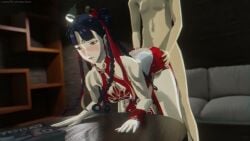 1boy1girl 1girl1boy 3d_animation animated animation anonymous_male bending_over bent_over_table black_hair blush brown_eyes chinese_female chinese_new_year couch couch_sex cum cum_inside cum_inside_pussy cum_twice doggy_style gamesso8 hair_ribbon hair_swaying_motion hand_on_breast hand_on_thigh nude_male persona persona_5:_the_phantom_x reverse_cowgirl_position sex sex_on_table so8 sound tagme twintails vaginal_penetration video yaoling_li