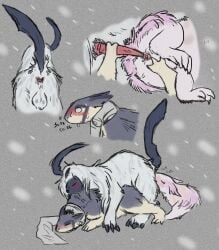 absol ambiguous_oral ambiguous_penetration anus assisted_penetration balls bite blush bodily_fluids closed_eyes female feral from_behind_position fur generation_2_pokemon generation_3_pokemon genitals grey_body grey_fur grey_markings group group_sex hi_res male markings mostly_nude mounting neck_bite nintendo orange_markings penetration penis pink_markings pokemon pokemon_(species) pokemon_mystery_dungeon quilava scarf scarf_only sex sketch_page sound_effects spike_chunsoft striped_body striped_fur stripes sweat threesome trio vulva welcometaco white_body white_fur yellow_markings