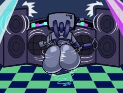 2d 2d_(artwork) ass ass ass_focus big_ass big_butt butt_focus claw_hand dancing floating gooeysin inscryption looking_away looking_away_from_viewer male p03_(inscryption) robot shaking_ass shaking_butt solo