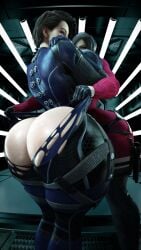 2girls 3d ada_wong big_ass bodysuit jarri34 jill_valentine resident_evil ripped_bodysuit