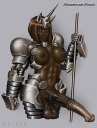 1futa abs animal_genitalia animal_penis areolae armor balls breasts brown_eyes brown_hair brown_skin crotchless_bodysuit curvy dark-skinned_futanari dark_skin edit equine_penis erect_nipples erection exposed_breasts exposed_torso functionally_nude futa_only futanari g1r0r0 horn horsecock huge_balls hyper hyper_penis ineffective_clothing intersex medium_breasts military muscular_futanari nipples nude penis puffy_nipples semi-erect solo_futa unicorn weapon