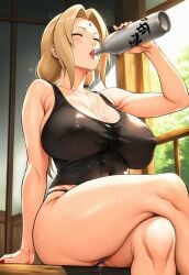 1girls ai_art ai_due ai_generated arm_support background bare_legs bare_shoulders big_breasts blonde_female blonde_hair blonde_hair_female bottle bottomless bottomless_female breast_focus breasts breasts_bigger_than_head cleavage cleavage_overflow closed_eyes clothed clothed_female clothes clothing crossed_legs desk drink drinking drunk erect_nipples erect_nipples_under_clothes eyebrows eyelashes facing_viewer female female_focus female_only hair hair_accessory holding_object huge_breasts large_breasts light-skinned_female light_skin long_breasts massive_breasts mature mature_female milf mommy nail_polish naruto naruto_(series) naruto_shippuden no_bra no_bra_under_clothes panties pants pinup pouring pouring_on_breasts pouring_on_self puffy_nipples sagging_breasts sake sake_bottle sexually_suggestive simple_background sitting sitting_on_desk solo solo_female solo_focus stable_diffusion suggestive tank_top thick thick_breasts tied_hair top_heavy top_heavy_breasts tsunade twintails upper_body upper_body_focus very_long_hair voluptuous voluptuous_female white_body