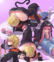 blowjob converse_shoes cum_in_mouth cursedcito facesitting kissing_foot reverse_headscissors rindo_kanade shoka_sakurane sniffing_feet the_world_ends_with_you