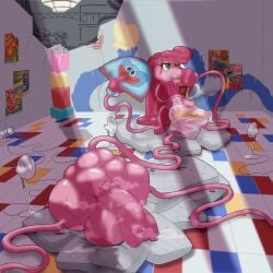 1:1 absurd_res bodily_fluids bottomless clothed clothing doll edit futanari hair hi_res legs long lying lying_on_ground mob_entertainment mommy_(disambiguation) mommy_long_legs noodle_arms noodle_legs nsfw on_ground on_side pink_body pink_hair pink_skin playtime poppy_(disambiguation) poppy_playtime sanyo2100 stretching sweat toy