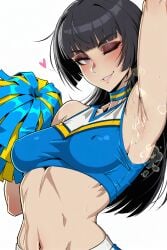 1girls adult ai_generated armpit armpit_crease armpits athletic athletic_female bangs bare_shoulders black_eyeliner black_hair black_hair_female blue_clothing blunt_bangs blush blush_lines blushing_at_viewer cheerleader cheerleader_outfit cheerleader_uniform choker clothed clothed_female edited_ai eyebrows eyebrows_visible_through_hair eyelashes eyeliner female female_only hard_nipples heart light-skinned_female light_skin long_hair long_hair_female looking_at_viewer midriff navel nipples_visible_through_clothing one_eye_closed original pastalord pink_eyes pom-poms pom_pom_(cheerleading) pom_poms presenting_armpit self-upload shaved_armpit showing_armpits skimpy skimpy_clothes skirt slight_smile smelly smelly_armpits smile smiling smiling_at_partner solo solo_female stable_diffusion steamy_armpits steamy_body straight_hair sweat sweatdrop sweating sweaty sweaty_armpits teeth white_background wink winking winking_at_viewer