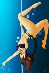 1girls cat_girl drake-rex female original pole_dance solo striptease underwater