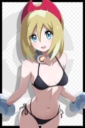 absurdres alternate_costume bikini blonde_hair blue_eyes breasts female highres irida_(pokemon) nintendo pokemon pokemon_legends:_arceus shabana_may small_breasts solo swimsuit