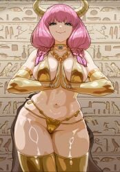 1girls animated ankha_ride_(minus8) aura_(sousou_no_frieren) big_breasts blue_eyes bouncing_breasts breasts breasts demon_girl female female_only frieren_beyond_journey's_end hips horns hourglass_figure kinohara_kossuta large_breasts light-skinned_female long_hair looking_at_viewer navel pink_hair slim_waist solo sousou_no_frieren thick_thighs wide_hips