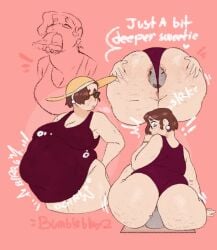 1boy 1girls anal_vore bumbleblues color female female_pred human human_pred human_prey hyper hyper_belly male milf milf_pred older_female oral_vore same_size_vore scarlett_(bumbleblues) swimsuit tagme vore vore_belly