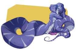 animal_genitalia anthro apode blue_body cobra digital_media_(artwork) draconcopode erection genital_slit genitals humanoid_genitalia humanoid_penis legless looking_at_viewer male markings mingchee naga nude nude_anthro nude_male ophius_(bahumot) penis reptile scales scalie serpentine simple_background snake snake_hood solo striped_markings striped_tail stripes tail tail_markings tongue tongue_out yellow_eyes