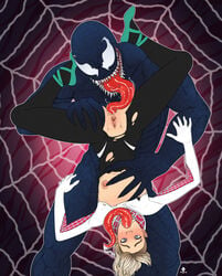 1boy 1girls alien all_the_way_through anal anal_penetration anal_threading anilingus ass ballet_slippers blonde_hair blue_eyes blush breasts clothed_sex clothing deep_rimming double_penetration extreme_french_kiss eyebrow_piercing female gwen_stacy gwen_stacy_(spider-verse) human human_on_humanoid humanoid interspecies light-skinned_female light_skin long_tongue male marvel marvel_comics open_mouth oral penetration piratepup pussy sex short_hair size_difference spider-gwen spider-man:_into_the_spider-verse spider-man_(series) spread_legs stomach_bulge story_in_description straight superhero superhero_costume superheroine tongue tongue_fucking torn_clothes venom_(marvel)