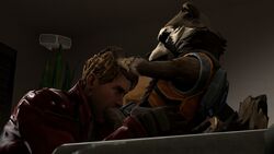 2019 2boys 3d 3d_(artwork) anthro clothed clothing digital_media_(artwork) fellatio fur gay guardians_of_the_galaxy human male male/male male_only mammal marvel marvel_comics oral penile peter_quill procyonid raccoon rocket_raccoon sex source_filmmaker starlord unknown_artist yaoi
