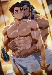 ai_generated bolin couple gay haruartx male male_only sauna the_legend_of_korra tonraq