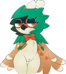 1girls alpha_channel anthro avian beak bird blush decidueye feathers female female_decidueye female_only flat_chest fur furry furry_only half-closed_eyes hi_res nintendo nude pokémon_(species) pokemon pussy solo thick_thighs video_games wings zinzoa