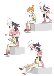!? 2girls ass asymmetrical_hair beanie black_hair black_legwear black_thighhighs blush boots breasts clothes_lift clothes_pull clothing crop_top cunnilingus dawn_(pokemon) english_language female female_pervert footwear hair_ornament hat headwear high_resolution kasumi_(pokemon) legwear long_hair microsd_(artist) miniskirt multiple_girls musical_note navel neckwear nose_blush one_eye_closed open_mouth oral orange_hair over-kneehighs pervert pink_footwear pink_skirt pokemon pokemon_character pokemon_species ponytail protagonist_(pokemon) red_neckwear red_scarf scarf shirt shoes short_hair short_shorts shorts side_ponytail sitting skirt skirt_lift skirt_pull sleeveless sleeveless_shirt socks standing suspenders thighhighs thighs tied_hair white_headwear yellow_shirt yuri