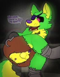 absurd_res alternate_color alternate_version_available animal_genitalia animal_penis anthro anthro_male anthro_only anus anus_focus asking_for_it asking_for_sex ass balls becoming_erect black_sclera blacklight blacklight_animatronic blacklight_foxy_(funko) brown_pants brown_shorts canid canine canine_genitalia canine_penis cock dark_sclera dialogue dick digital_drawing_(artwork) digital_media_(artwork) english eye_patch eyepatch felixmcfurry five_nights_at_freddy's fnaf fox foxy_(fnaf) funko fur furry furry_male furry_male_only furry_only genitalia genitals glowing_eyes green_body green_fur hi_res hook hook_hand indoors inviting inviting_to_sex laying_on_side magenta_eyes male male_anus male_ass male_butt male_furry male_only no-human no_human no_humans on_side only_furry only_male open_mouth pants pants_rip partially_clothed partially_sheathed penis pirate png purple_anus purple_cock purple_nose purple_penis ripped_clothing ripped_pants ripped_shorts sheath sheathed_penis shorts solo solo_anthro solo_furry solo_male speaking_to_viewer tail talking_to_viewer testicles vulpine yellow_fur