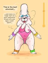 2020 absurd_res anthro areola areola_visible_through_clothing arms_out bodily_fluids bottom_heavy breasts brown_eyes canid canine canis cleavage clothed clothing domestic_dog dripping exercise_clothing exhausted female floppy_ears front_view fur genital_fluids hi_res kaboozey leotard mammal meter navel nipples one_breast_out open_mouth open_smile overweight overweight_anthro overweight_female penetration pink_clothing pink_leotard poodle poofy_hair pooh_(kaboozey) pubes pussy sex_toy sex_toy_in_vagina sex_toy_insertion simple_background slightly_chubby slightly_chubby_anthro slightly_chubby_female smile solo speech_bubble spread_legs spreading sweat talking_to_viewer teeth thick_thighs translucent translucent_clothing vaginal_fluid_drip vaginal_fluids vaginal_fluids_on_ground vaginal_fluids_on_leg vaginal_fluids_through_clothing vaginal_penetration vibrator vibrator_in_vagina wet wet_clothing white_body white_fur