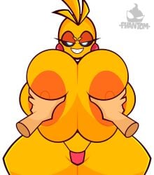 1girls animatronic animatronic_female big_breasts breasts breasts_bigger_than_head breasts_out chicken chicken_girl female five_nights_at_freddy's five_nights_at_freddy's_2 groping groping_breasts phantomsempai robot robot_girl scottgames toy_chica_(fnaf)