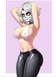 anonymous_artist female grand_theft_auto_online grand_theft_auto_v gta_online_female_character hella_stalin killer_hunts_killer latex original_character sexy_body smile unknown_artist white_hair