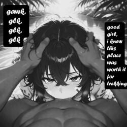 ai_generated alone amateur athletic_female big_breasts blowjob blush boobs_out breasts choking_on_cock curious cute dick female fit_female holding_head innocent jungle long_hair male naked naked_female penis petite pov pov_blowjob pussy pussy_hair sexy straight stranger sucking_penis tattoos tribal