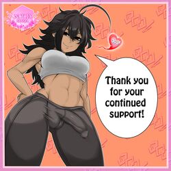 1futa abs atelier_sol_aer ball_bulge balls balls_under_clothes breasts brown_eyes brown_hair bulge cameltail curvy dark-skinned_futanari dark_hair dark_skin erection erection_under_clothes futa_only futa_sans_pussy futanari huge_cock intersex large_breasts long_hair looking_at_viewer muscles muscular_futanari penis penis_bulge penis_under_clothes solo solo_futa tenting wide_hips xenxia yoga_pants