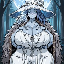 1girls ai_assisted ai_generated ass big_ass big_breasts blue_eyes blue_hair blue_skin breasts cracked_skin elden_ring female fromsoftware gigantic_breasts huge_ass huge_breasts kalagod massive_breasts ranni_the_witch stable_diffusion thick_thighs wide_hips
