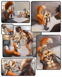 2019 5_fingers animal_genitalia anthro anthro_on_anthro anus bdsm black_nose black_penis bodily_fluids breasts canid canine canis collar comic detailed_background digital_media_(artwork) domestic_dog dominant_male duo fellatio female femsub fingers fox fur german_shepherd green_eyes hair herding_dog hi_res koyi leash licking lonestar_eberlain male maledom mammal open_mouth oral orange_fur pastoral_dog penile penis penis_lick petplay pussy roleplay sabretoothed_ermine saliva saliva_on_tongue sex sheath straight submissive_female tan_fur tongue tongue_out white_hair