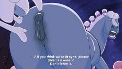 absurd_res angry animal_genitalia animal_pussy animal_vulva annoyed anus ass big_butt blue_body blue_fur butt_focus butt_grab cave centaurworld darkened_genitalia digital_media_(artwork) duo equid equine equine_genitalia equine_pussy equine_vulva female feral feral_only fur genitals gesture hair hand_gesture hand_on_butt harness hi_res horse horse_(centaurworld) looking_back male male/female mammal mane mane_hair netflix nude open_mouth pointing pointing_at_another puffy_anus pussy rear_focus rear_view singing smile solo subtitled tail tail_(centaurworld) teeth text tied_hair tongue vulva white_body white_fur wide_hips zica