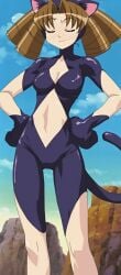 1girls anime blush boulders brown_hair cat_ears cat_outfit cat_paws cat_suit cat_tail closed_eyes curly_hair ecchi female female_focus female_only hairlocs koi_koi_7 light-skinned_female light_skin official_art rocks screencap screenshot skimpy_costume skimpy_outfit skin_tight_outfit solo solo_female solo_focus stitched youko_suidoubashi